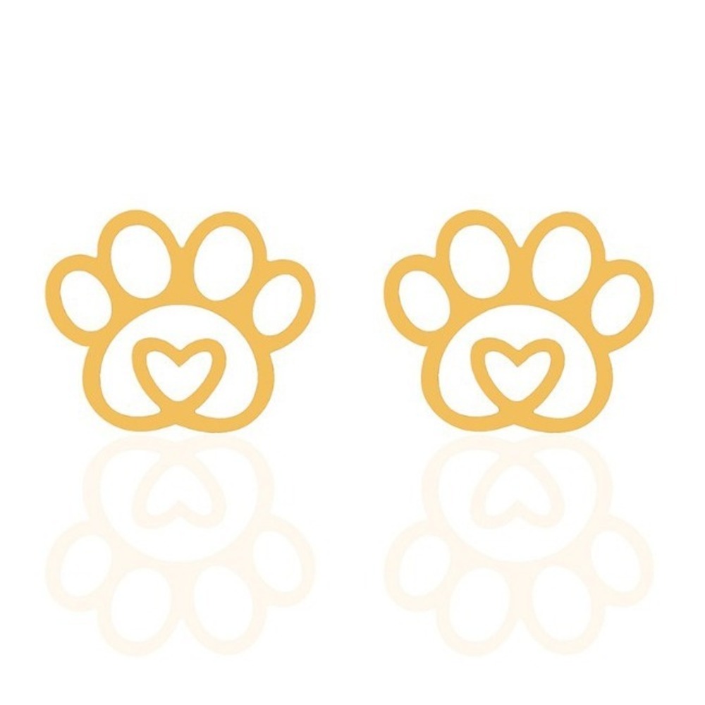 Paw Print Earrings Gold Dog Cat Pet Jewelry‎ Stud Heart Animal Stainless Steel